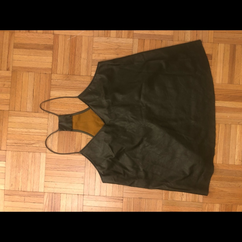 Army green leather tank top